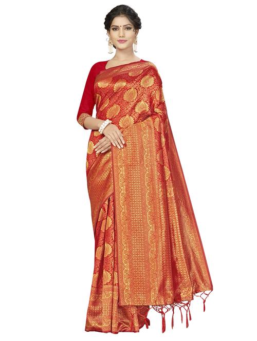 self design banarasi saree with blouse - 17120110 - Very Small Image - 1