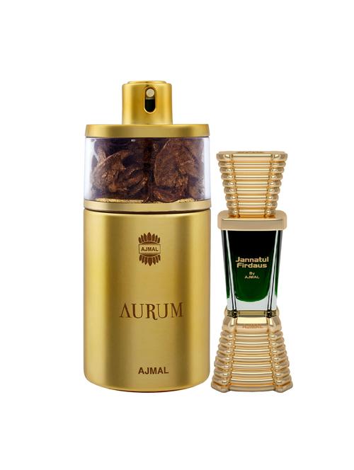 ajmal aurum edp 75ml for women and jannatul firdaus cp alcohol-free attar 10ml for unisex + 2 parfum testers free - 17120818 - Very Small Image - 1