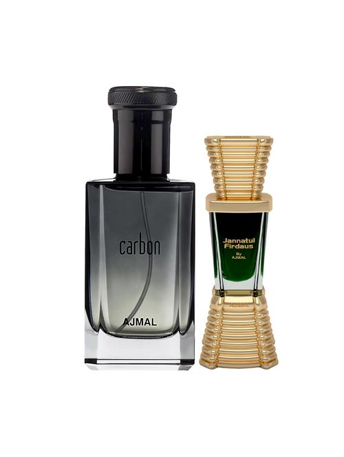 ajmal carbon edp 100ml for men and jannatul firdaus cp alcohol-free attar 10ml for unisex + 2 parfum testers free - 17120822 - Very Small Image - 1