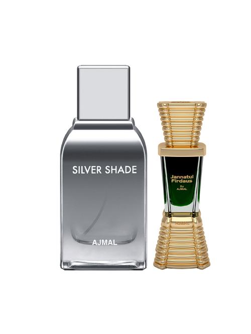 ajmal silver shade edp 100ml for men and jannatul firdaus cp alcohol-free attar 10ml for unisex + 2 parfum testers free - 17120826 - Very Small Image - 1