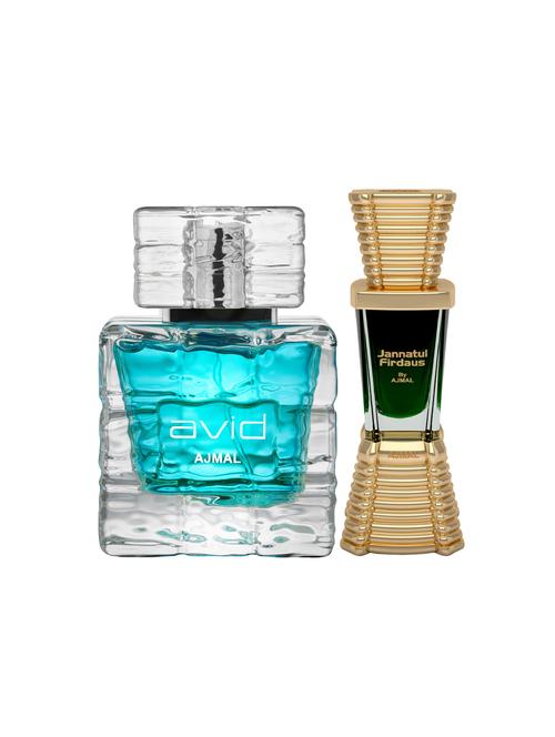 ajmal avid edp 75ml for men and jannatul firdaus cp alcohol-free attar 10ml for unisex + 2 parfum testers free - 17120829 - Very Small Image - 1