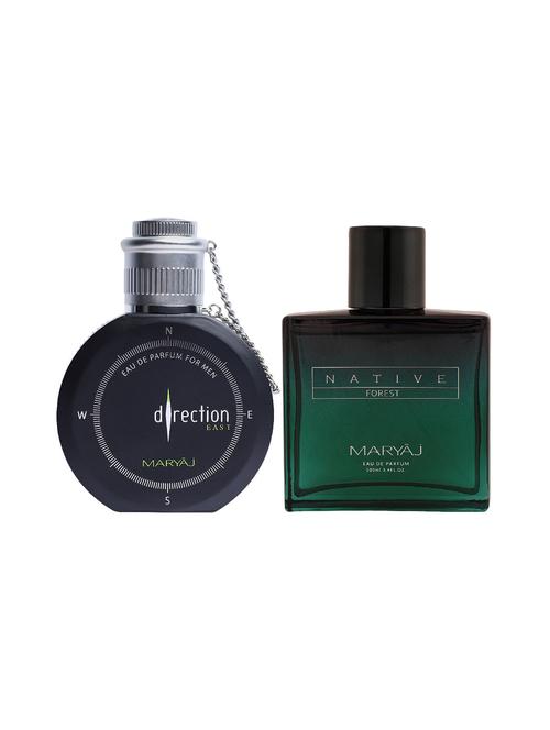 maryaj direction east edp 100ml for men and maryaj native forest edp powdery 100ml for unisex + 2 perfume testers free - 17120954 - Very Small Image - 1