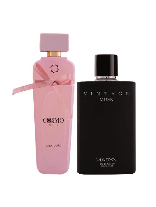 maryaj cosmo girl edp powdery 100ml for women and maryaj vintage musk edp musky 100ml for unisex + 2 parfum testers free - 17120970 - Very Small Image - 1