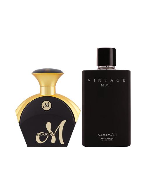 maryaj m for her edp 90ml for women and maryaj vintage musk edp musky 100ml for unisex + 2 parfum testers free - 17120984 - Very Small Image - 1