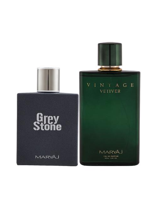maryaj grey stone edp aromatic 100ml for men and maryaj vintage vetiver edp aromatic 100ml for unisex + 2 parfum testers free - 17121002 - Very Small Image - 1