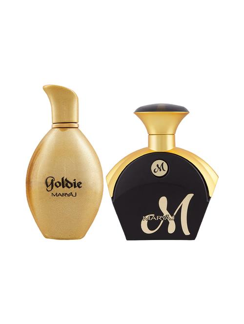 maryaj goldie edp perfume 100ml for women and maryaj m for her edp perfume 90ml for women + 2 parfum testers free - 17121128 - Very Small Image - 1