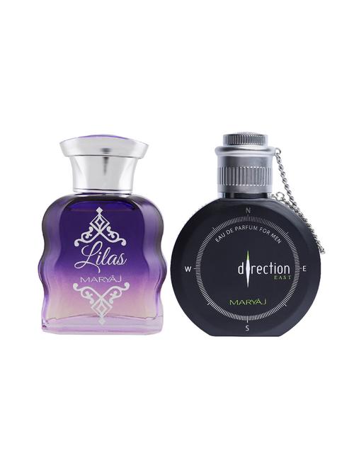 maryaj lilas edp perfume 100ml for women and maryaj direction east edp spicy perfume 100ml for men+ 2 parfum testers free - 17121210 - Very Small Image - 1