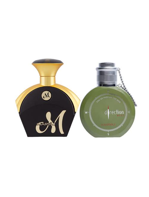 maryaj m for her edp 90ml for women and maryaj direction west edp green spicy 100ml for men + 2 parfum testers free - 17121257 - Very Small Image - 1