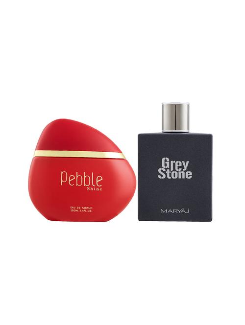 maryaj pebble shine edp 100ml for women and maryaj grey stone edp aromatic 100ml for men + 2 parfum testers free - 17121382 - Very Small Image - 1