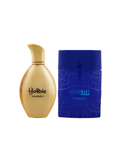 maryaj goldie edp perfume 100ml for women and maryaj fresh wave edp woody perfume 100ml for men + 2 parfum testers free - 17121492 - Very Small Image - 1
