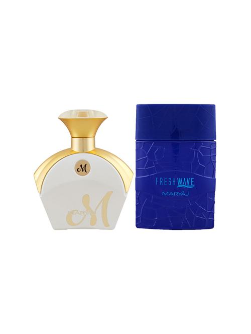 maryaj m white for her edp 90ml for women and maryaj fresh wave edp 100ml for men + 2 parfum testers free - 17121507 - Very Small Image - 1