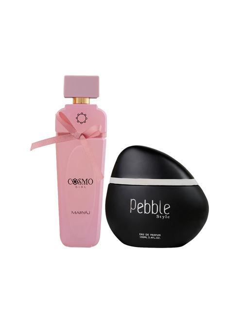 maryaj cosmo girl edp powdery 100ml for women and maryaj pebble style edp spicy 100ml for men + 2 parfum testers free - 17121551 - Very Small Image - 1