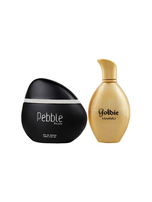 maryaj pebble style edp spicy 100ml for men and maryaj goldie edp 100ml for women + 2 parfum testers free - 17121634 - Very Small Image - 1