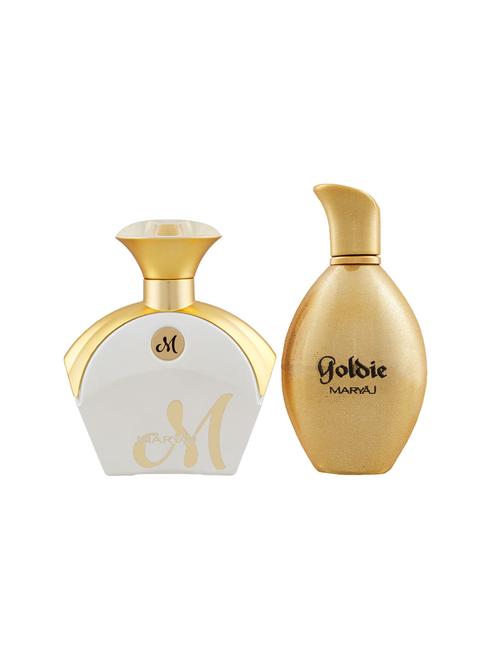 maryaj m white for her edp perfume 90ml for women and maryaj goldie edp perfume 100ml for women + 2 parfum testers free - 17121647 - Very Small Image - 1