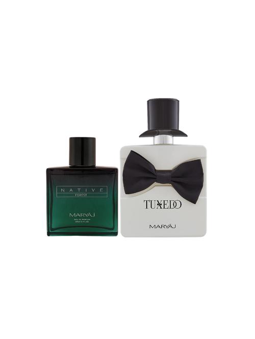 maryaj native forest edp aromatic powdery 100ml for unisex and maryaj tuxedo edp spicy 100ml for men+ 2 parfum testers free - 17121684 - Very Small Image - 1