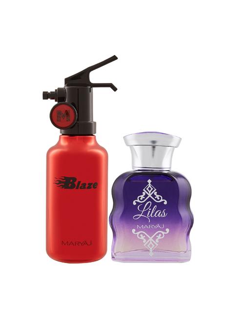 maryaj blaze edp aromatic perfume 100ml for men and maryaj lilas edp perfume 100ml for women + 2 parfum testers free - 17121688 - Very Small Image - 1