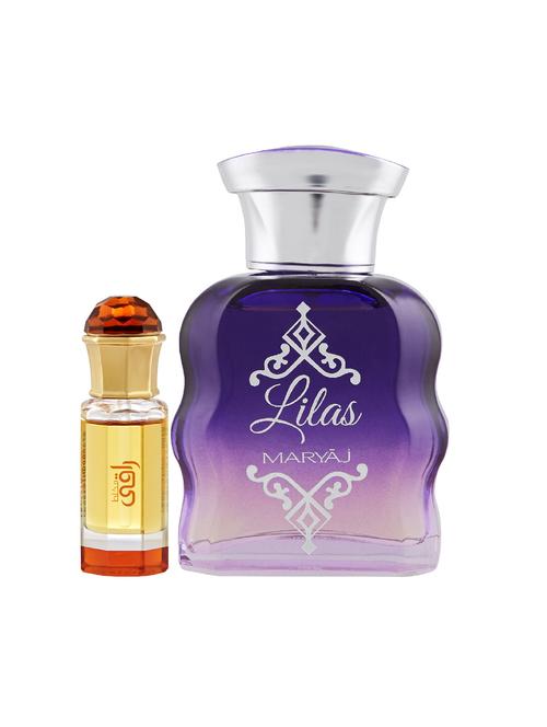 ajmal mukhallat raaqi cp alcohol-free attar 10ml for unisex and maryaj lilas edp 100ml for women + 2 parfum testers free - 17121757 - Very Small Image - 1