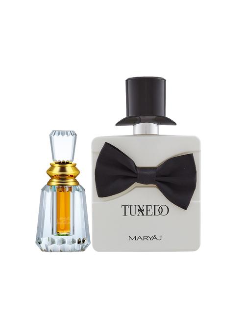 ajmal oudh mukhallat cp oudhy alcohol-free attar 6ml for unisex and maryaj tuxedo edp 100ml for men + 2 parfum testers free - 17121771 - Very Small Image - 1