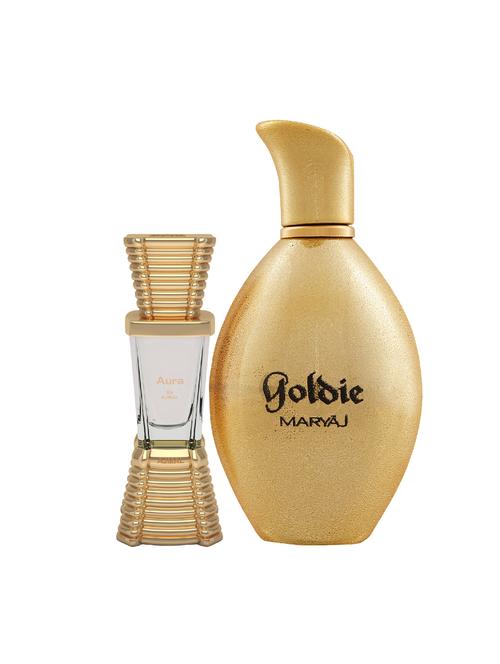 ajmal aura concentrated oil alcohol-free attar 10ml for unisex and maryaj goldie edp 100ml for women + 2 parfum testers free - 17121784 - Very Small Image - 1
