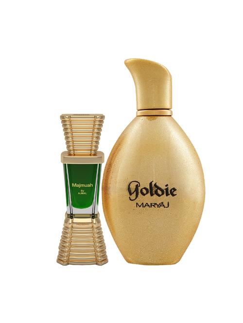ajmal majmua cp alcohol-free attar 10ml for unisex and maryaj goldie edp 100ml for women + 2 parfum testers free - 17121785 - Very Small Image - 1