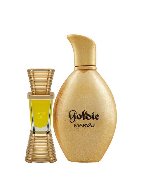 ajmal selfie concentrated oil alcohol-free attar 10ml for men and maryaj goldie edp 100ml for women + 2 parfum testers free - 17121789 - Very Small Image - 1