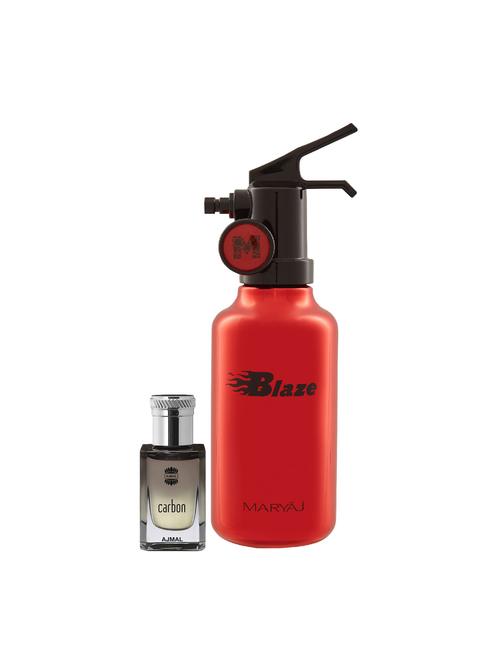 ajmal carbon concentrated oil alcohol-free attar 10ml for men and maryaj blaze edp 100ml for men + 2 parfum testers free - 17121809 - Very Small Image - 1