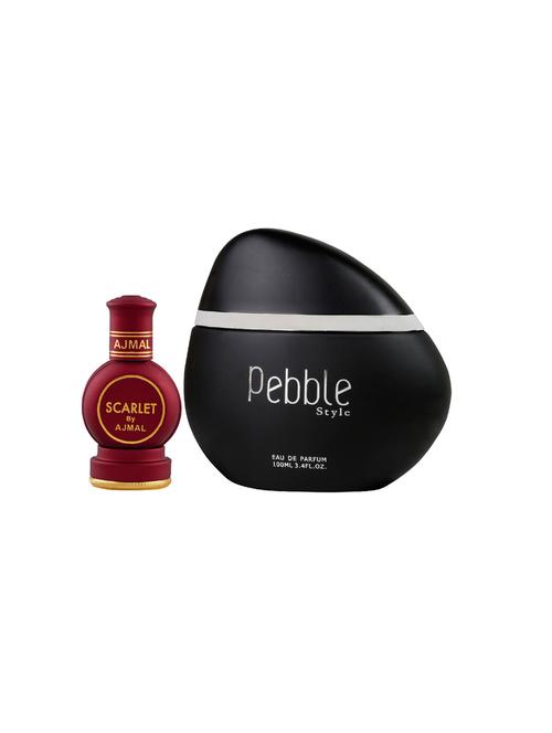 ajmal scarlet cp alcohol-free attar 12ml for unisex and maryaj pebble style edp 100ml for men + 2 parfum testers free - 17121865 - Very Small Image - 1