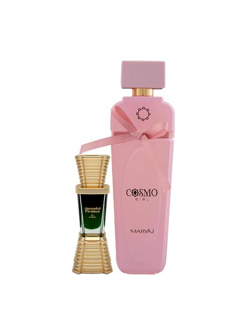 ajmal jannatul firdaus cp 10ml for unisex and maryaj cosmo girl edp 100ml for women + 2 parfum testers free - 17121867 - Very Small Image - 1