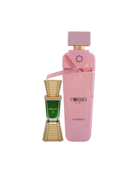 ajmal majmua cp alcohol-free attar 10ml for unisex and maryaj cosmo girl edp 100ml for women + 2 parfum testers free - 17121872 - Very Small Image - 1