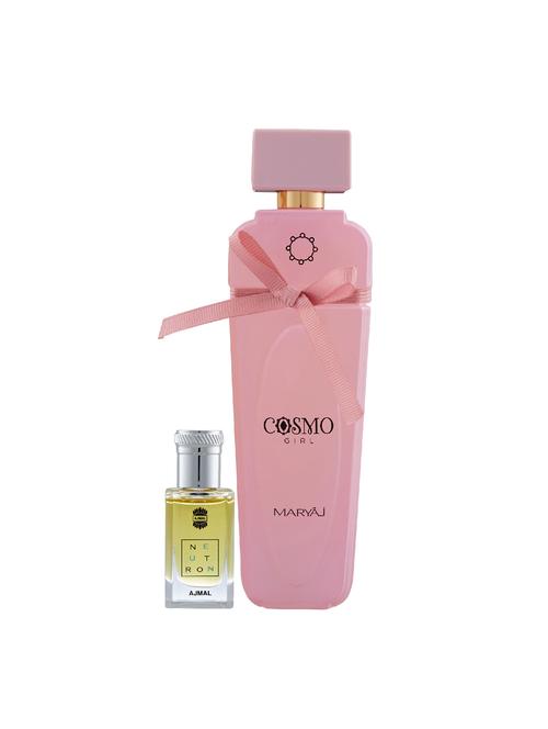 ajmal neutron cp alcohol-free attar 10ml for men and maryaj cosmo girl edp 100ml for women + 2 parfum testers free - 17121877 - Very Small Image - 1