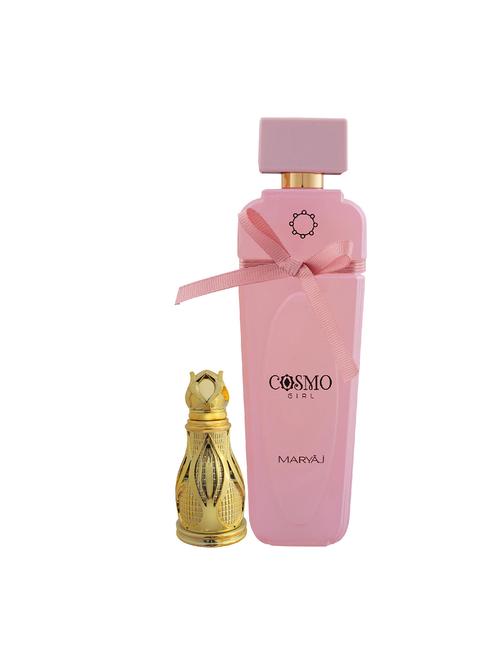 ajmal khofooq cp oudhy alcohol-free attar 18ml for unisex and maryaj cosmo girl edp 100ml for women + 2 parfum testers free - 17121879 - Very Small Image - 1