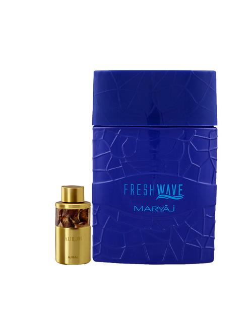 ajmal aurum cp alcohol-free attar 10ml for women and maryaj fresh wave edp 100ml for men + 2 parfum testers free - 17121892 - Very Small Image - 1