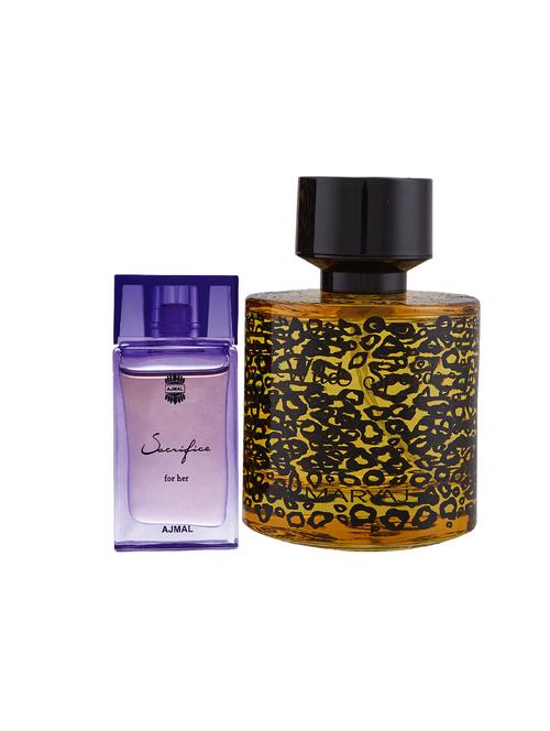ajmal sacrifice for her cp alcohol-free attar 10ml for women and maryaj wild speed edp 100ml for men + 2 parfum testers free - 17121929 - Very Small Image - 1