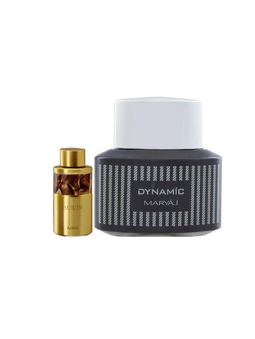 ajmal aurum concentrated oil alcohol-free attar 10ml for women and maryaj dynamic edp 100ml for men + 2 parfum testers free - 17121936 - Very Small Image - 1