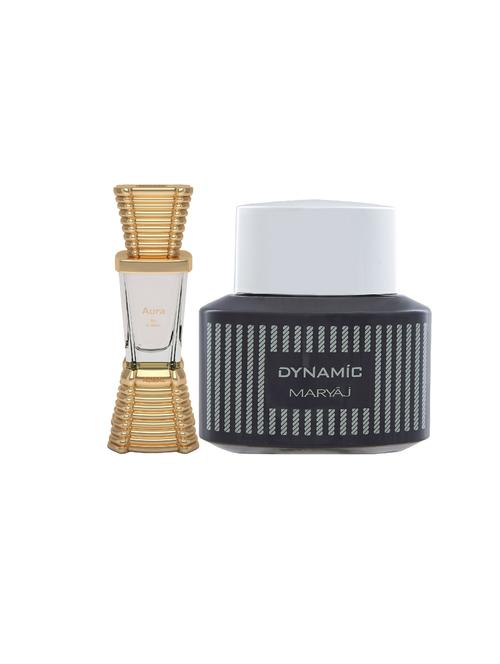 ajmal aura concentrated oil alcohol-free attar 10ml for unisex and maryaj dynamic edp 100ml for men + 2 parfum testers free - 17121937 - Very Small Image - 1