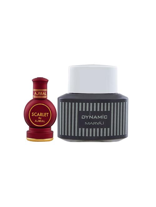ajmal scarlet cp alcohol-free attar 12ml for unisex and maryaj dynamic edp 100ml for men + 2 parfum testers free - 17121953 - Very Small Image - 1