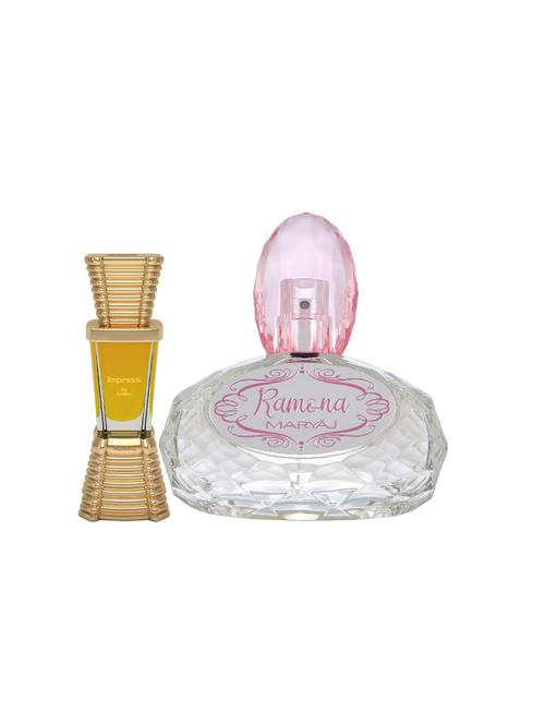 ajmal impress concentrated oil alcohol-free attar 10ml for men and maryaj ramona edp 100ml for women + 2 parfum testers free - 17121963 - Very Small Image - 1