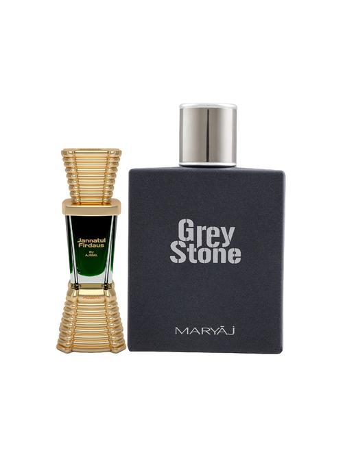 ajmal jannatul firdaus cp alcohol-free attar 10ml for unisex and maryaj grey stone edp 100ml for men + 2 parfum testers free - 17121977 - Very Small Image - 1