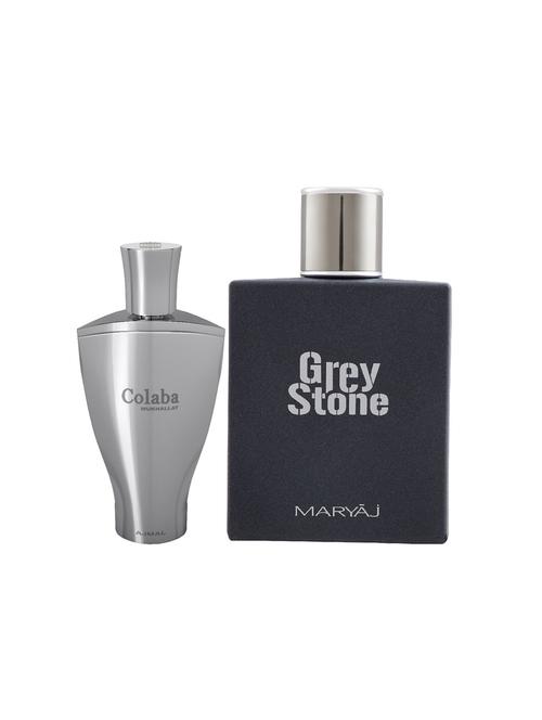 ajmal colaba mukhallat cp alcohol-free attar 14ml for unisex and maryaj grey stone edp 100ml for men + 2 parfum testers free - 17121994 - Very Small Image - 1