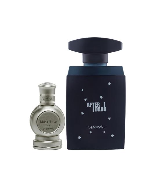 ajmal rose cp musky alcohol-free attar 12ml for unisex and maryaj after dark edp 100ml for men + 2 parfum testers free - 17122001 - Very Small Image - 1