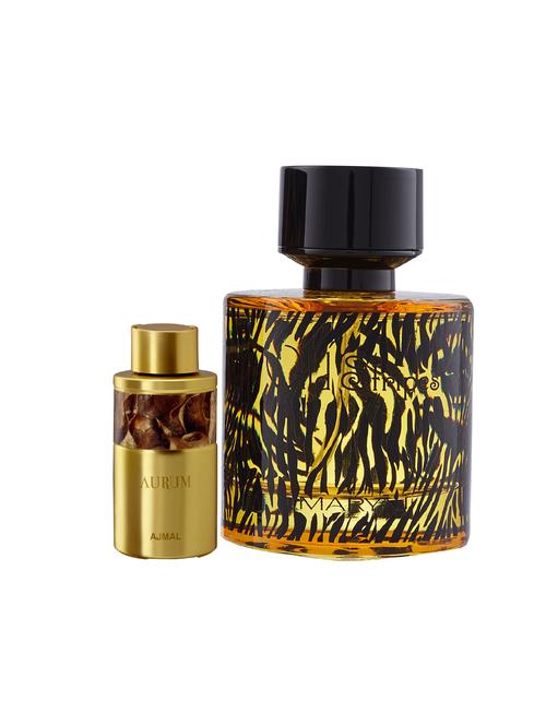 ajmal aurum cp alcohol-free attar 10ml for women and maryaj wild stripes edp 100ml for men + 2 parfum testers free - 17122024 - Very Small Image - 1