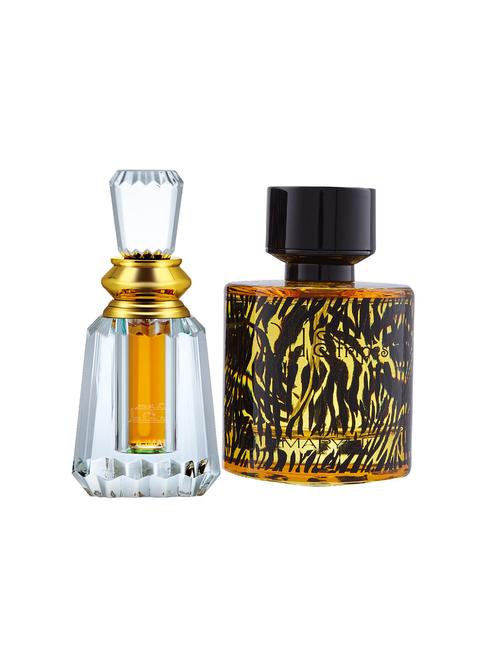ajmal oudh mukhallat cp oudhy 6ml for unisex and maryaj wild stripes edp 100ml for men + 2 parfum testers free - 17122034 - Very Small Image - 1