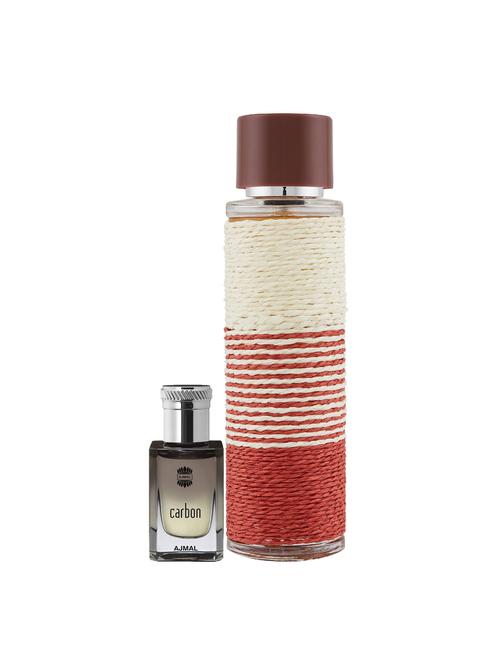 ajmal carbon cp alcohol-free attar 10ml for men and maryaj deuce homme edp 100ml for men + 2 parfum testers free - 17122050 - Very Small Image - 1