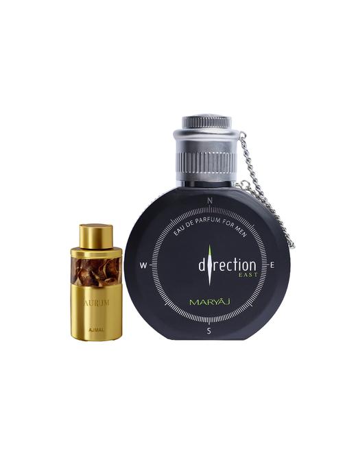 ajmal aurum cp alcohol-free attar 10ml for women and maryaj direction east edp 100ml for men + 2 parfum testers free - 17122105 - Very Small Image - 1