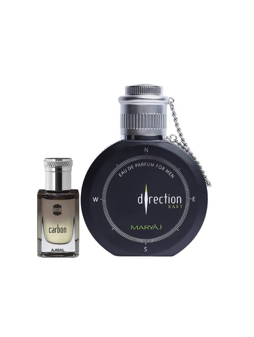 ajmal carbon cp alcohol-free attar 10ml for men and maryaj direction east edp 100ml for men + 2 parfum testers free - 17122109 - Very Small Image - 1
