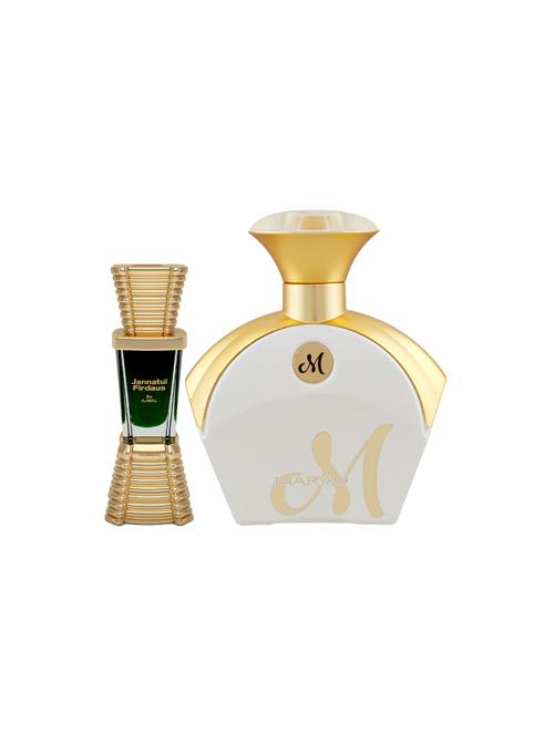 ajmal jannatul firdaus cp 10ml for unisex and maryaj m white for her edp 90ml for women + 2 parfum testers free - 17122122 - Very Small Image - 1