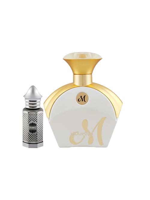 ajmal asher cp alcohol-free attar 12ml for unisex and maryaj m white for her edp 90ml for women + 2 parfum testers free - 17122138 - Very Small Image - 1