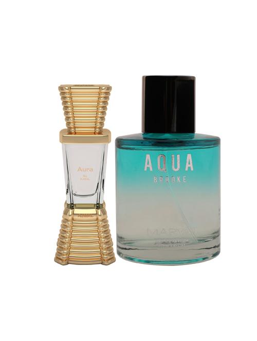 ajmal aura cp alcohol-free attar 10ml for unisex and maryaj aqua brooke edp 100ml for women + 2 parfum testers free - 17122170 - Very Small Image - 1