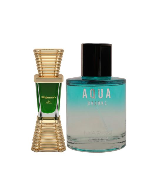 ajmal majmua cp alcohol-free attar 10ml for unisex and maryaj aqua brooke edp 100ml for women + 2 parfum testers free - 17122171 - Very Small Image - 1