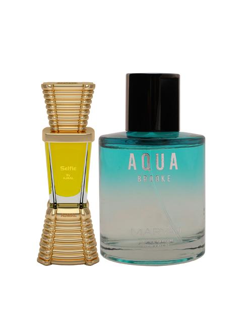 ajmal selfie cp alcohol-free attar 10ml for men and maryaj aqua brooke edp 100ml for women + 2 parfum testers free - 17122175 - Very Small Image - 1